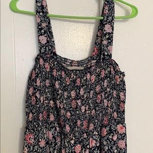 Smocked floral jumpsuit with pockets